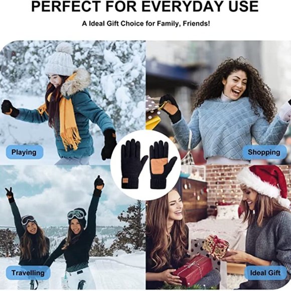 NEW Women Knit Wool Warm Thermal Thinsulate Lined Gloves - Picture 9 of 11